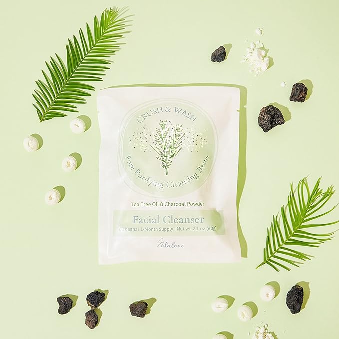 Daily 3 in 1 Facial Cleanser, Exfoliator and Wash-off Mask, Vegan, Cruelty Free, Plastic Free, Travel Friendly, 1 Month Supply Refill (60 Tablets) (Purifying)-BrightBean Baby