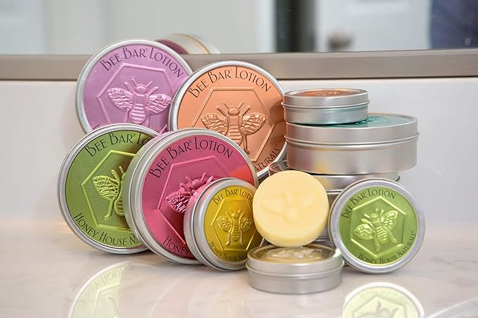 Bee Bar Honey House Naturals Duo – Vanilla - Small 6 Ounce and Large 2 Ounce– All Natural Ultra Moisturizing Lotion Bar Infused with Essential Oils and Butters – Made in USA-BrightBean Baby