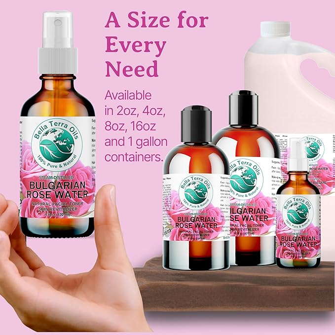 Bella Terra Oils - Rosewater Spray 16 oz - Embrace The Timeless Beauty of Pure Organic Rose Water, Ideal for Skin & Hair, Immerse in Natural Rose Fragrance-BrightBean Baby