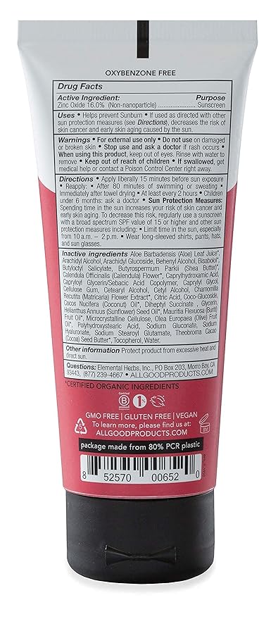 All Good Baby & Kids Sunscreen Lotion for Face & Body - UVA/UVB Broad Spectrum, SPF 30, Zinc Oxide, Coral Reef Friendly, Water Resistant - Zinc, Shea Butter, Coconut Oil, Aloe (3 oz)(3-pack)-BrightBean Baby