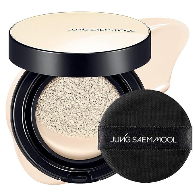 JUNG SAEM MOOL Essential Skin Nuder Cushion 10W Shell 0.49 Fl Oz, No Refill, Natural Radiant Finish Cushion Foundation with Buildable Coverage, Lightweight Texture, Korean Foundation Makeup-BrightBean Baby