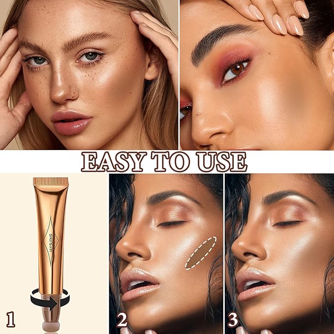Liquid Contour Beauty Wand,Stick with Cushion Applicator,Cream Contour,Long Lasting Smoothly Moisturizng Silky Contour Stick Face Contouring Stick-BrightBean Baby