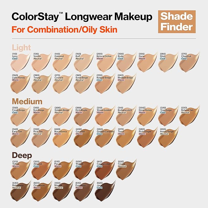 Revlon Liquid Foundation, ColorStay Face Makeup for Combination & Oily Skin, SPF 15, Longwear Medium-Full Coverage with Matte Finish, Medium Beige (240), 1.0 Oz-BrightBean Baby