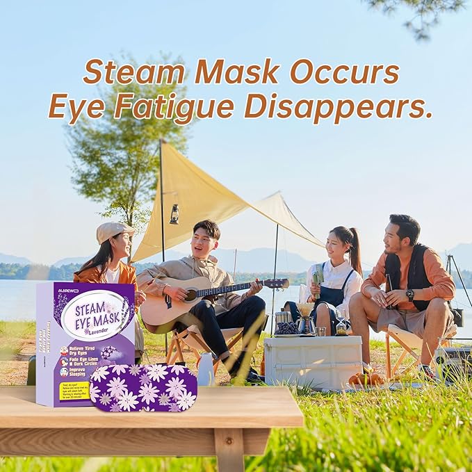 Steam Eye Mask Self Heating Moist Eye Compress Disposable SPA Warm Eye Mask 10 Packs for Dry Eyes, Eye Fatigue, Stress Relief, Soothing Headache Travel Trouble Sleeping(Lavender)-BrightBean Baby