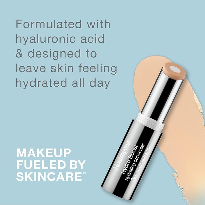 Neutrogena Hydro Boost Hydrating Concealer Stick for Dry Skin, Oil-Free, Lightweight, Non-Greasy and Non-Comedogenic Cover-Up Makeup with Hyaluronic Acid, 40 Medium, 0.12 Oz-BrightBean Baby