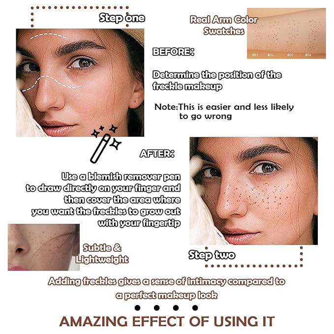 4 Colors Freckle Pen,Waterproof Freckle Makeup Pen,Lightweight Long Lasting Quick Dry Dot Spot Makeup Pen - Light Brown,Natural Coffee,Chestnut,Dark Brown-BrightBean Baby