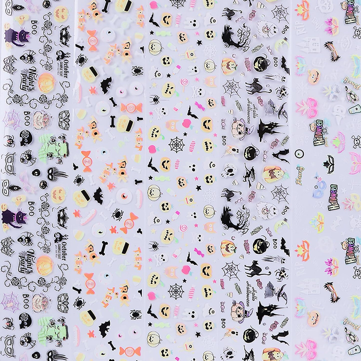 Halloween Nail Foil Transfers Stickers 10 Rolls Cartoon Design Halloween Nail Art Foils Decals Ghost Pumpkin Spider Bat Nail Transfer Foil Cute Nails Supplies Set for Women DIY Manicure Decorations-BrightBean Baby