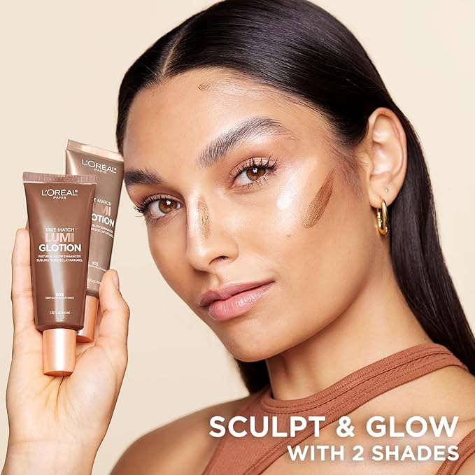 L'Oreal Paris Makeup True Match Lumi Glotion, Natural Glow Enhancer, Illuminator Highlighter, Bronzing Drops For a Sun-Kissed Glow, 904 Deep-BrightBean Baby