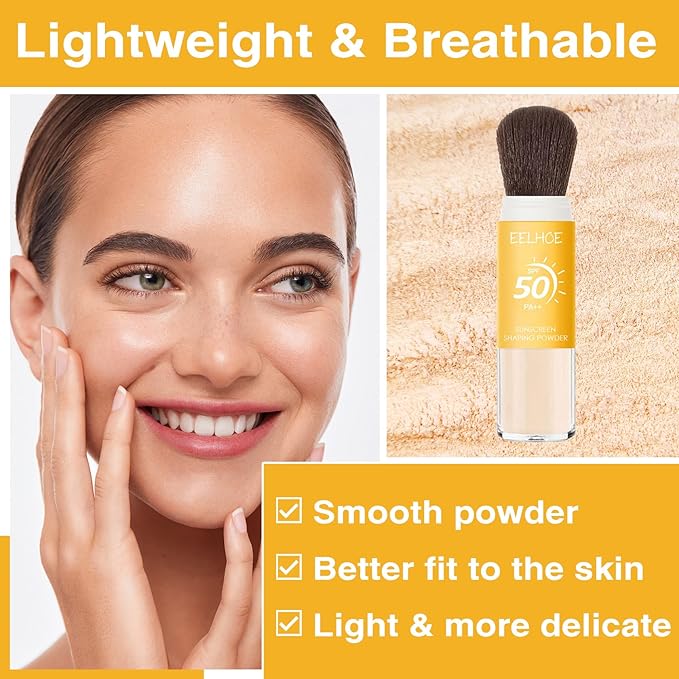 Mineral Sunscreen Setting Powder, SPF 50, Translucent Mineral Brush Powder, Long-Lasting Lightweight Breathable, Natural Matte Finish, Oil Control for All Skin Types-BrightBean Baby