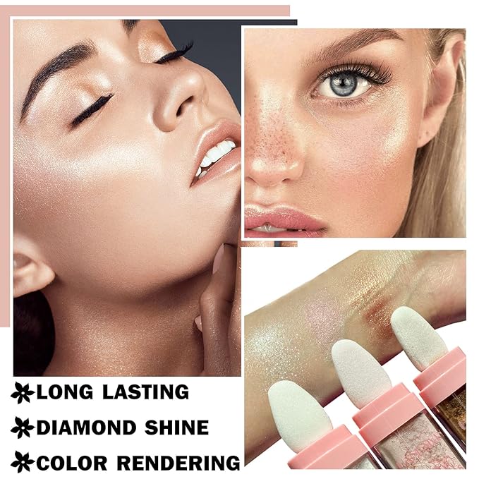 3PCS Polvo De Hadas Body Shimmer Glitter Highlighter Powder Makeup,High Gloss Sparkle for Face Body Hair,Create The Most Sparkly And Attractive Glitter Makeup-BrightBean Baby