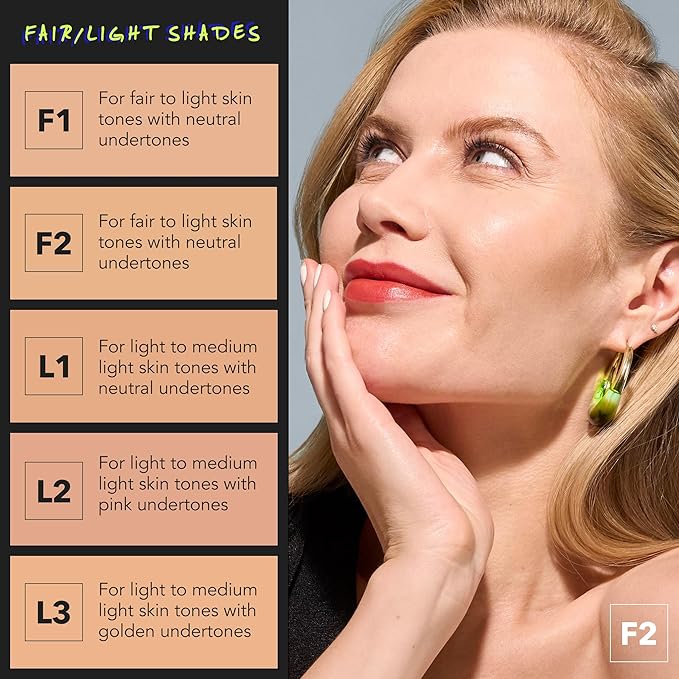 COVER FX Power Play Foundation - Shade F2 - Buildable Full Coverage - Waterproof Sweat-Proof Transfer-Proof - Natural Matte Finish - All Skin Types-BrightBean Baby
