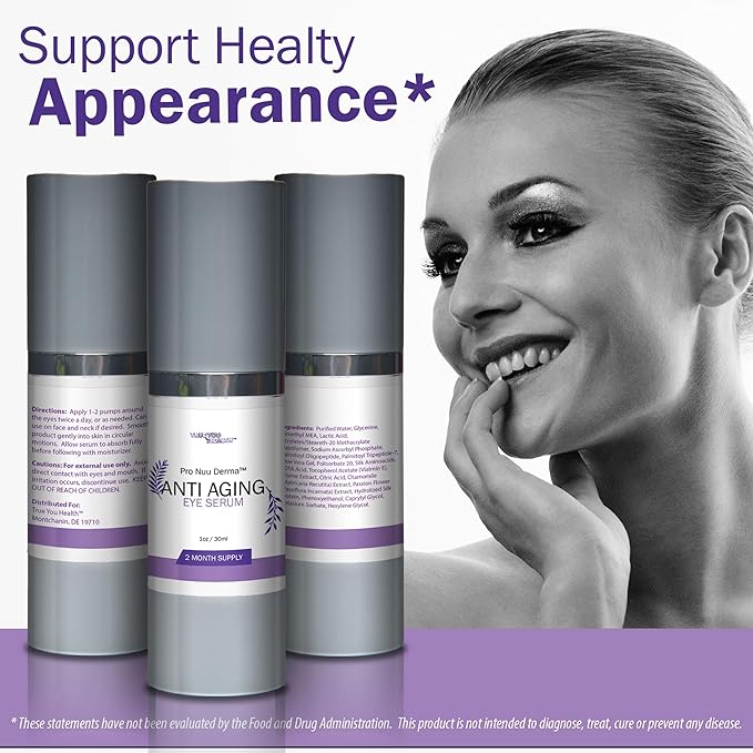 Pro Nuu Derma Serum - 2 Month Supply Anti Aging Serum - Our Best Eye Serum - Improve Dark Circles & Wrinkles with Anti Aging Vitamin C Anti Wrinkle Serum - Anti Aging Eye Serum to Aid Skin Stem Cells-BrightBean Baby