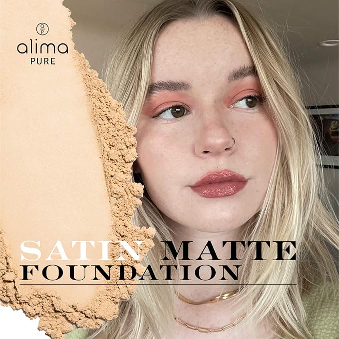 Alima Pure Matte Foundation Loose Mineral Powder Foundation Makeup, Loose Powder Makeup Oil Free Talc Free Powder, Natural Makeup Mineral Foundation Full Coverage Natural Foundation Powder .15 oz/4.5g-BrightBean Baby