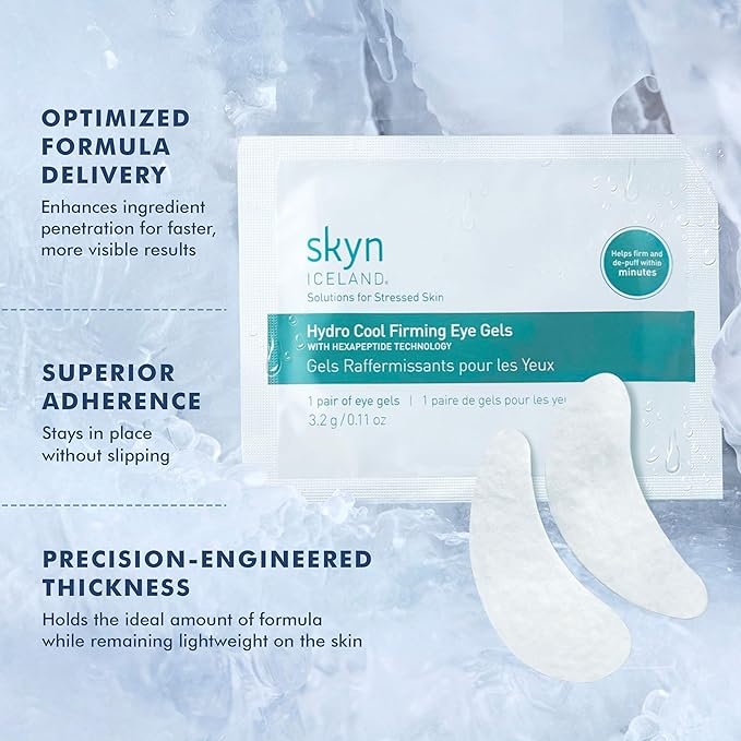 skyn ICELAND Hydro Cool Firming Under Eye Patches, Instant Cooling for Puffy, Tired Eyes with Peptides and Coenzyme Q10, 10 Minute Treatment, Vegan, All Skin Types, 16 Pairs-BrightBean Baby