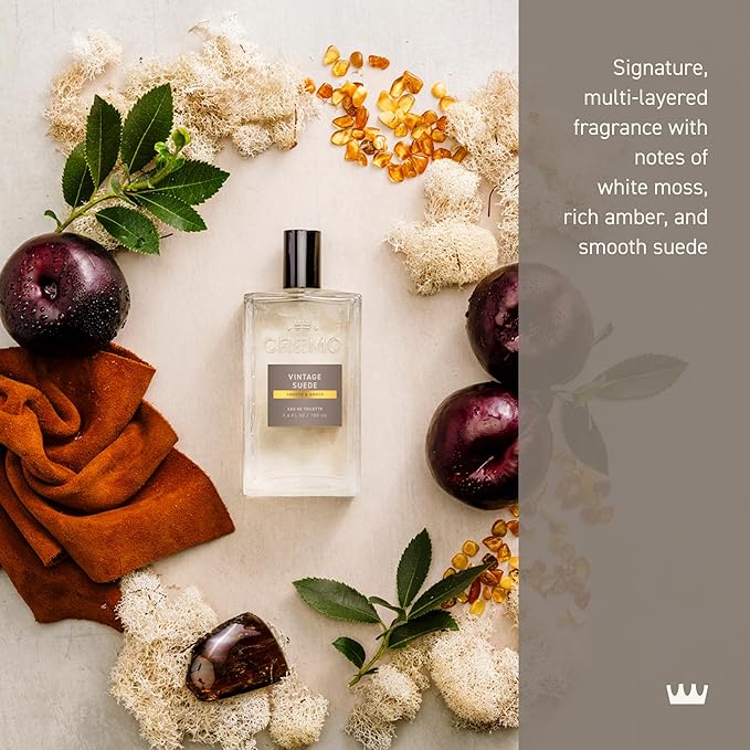 Cremo Cologne for Men - Vintage Suede Mens Cologne Spray- A Combination of White Moss, Rich Amber, and Smooth Suede, Fragrances For Men, 3.4 Fl Oz-BrightBean Baby