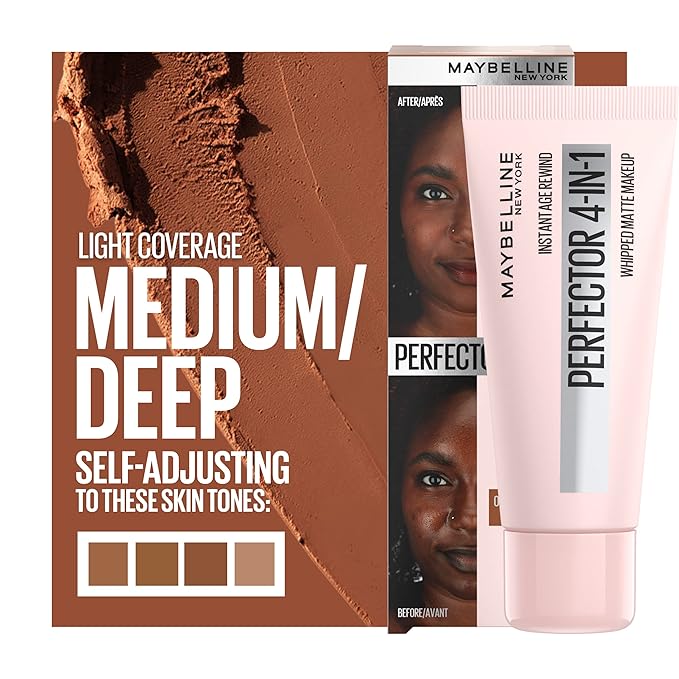 Maybelline Instant Age Rewind Instant Perfector 4-In-1 Matte Makeup, 04 Medium/Deep, 1 Count-BrightBean Baby