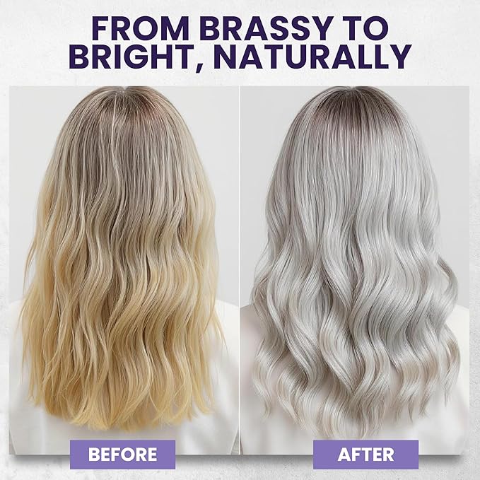 Tea Tree Purple Shampoo for Blonde, Bleached, Silver & Grey Hair, Anti-Brass Toner, Boosts Highlights & Color, Revitalizes, Relieves Itchy Scalp & Salon-Grade Hair Toner Shampoo.-BrightBean Baby
