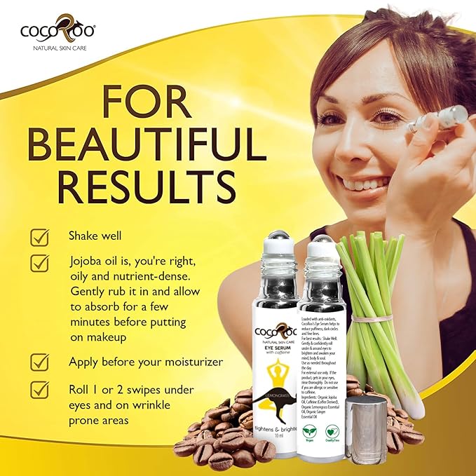 Caffeinated Eye Serum, Nutrient-Dense, 100% Pure, Natural & Vegan (Lemongrass)-BrightBean Baby
