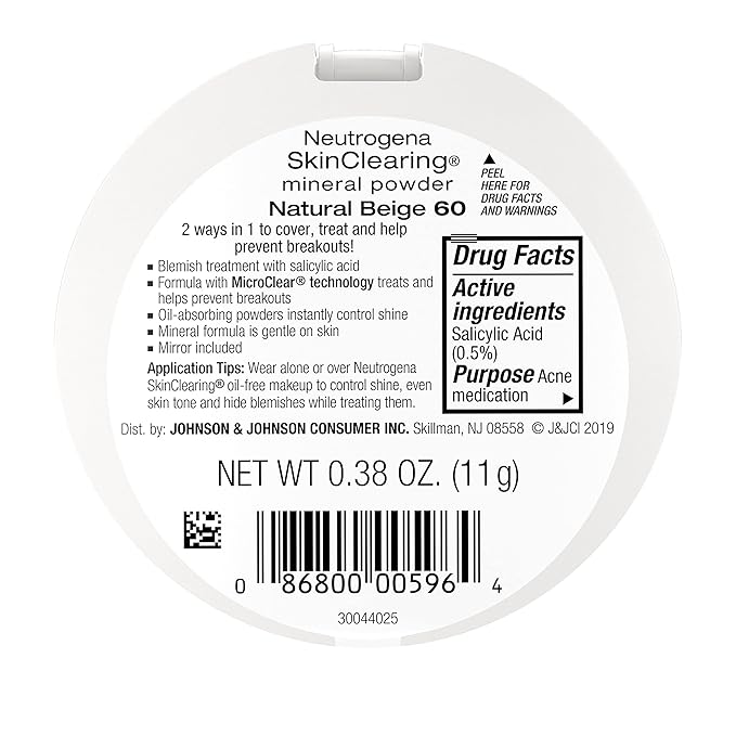 Neutrogena SkinClearing Mineral Acne-Concealing Pressed Powder Compact, Shine-Free & Oil-Absorbing Makeup with Salicylic Acid to Cover, Treat & Prevent Breakouts, Natural Beige 60,.38 oz (Pack of 2)-BrightBean Baby