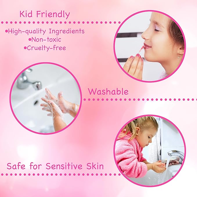 Expressions Perfectly Me Glisten & Glitter Makeup Palette 10 Color Eyeshadow Palette & Blush Makeup Novelty Beauty Set, Fold Out Compact with Mirror, Cute Makeup Kit Gifts - Washable, Non-Toxic-BrightBean Baby