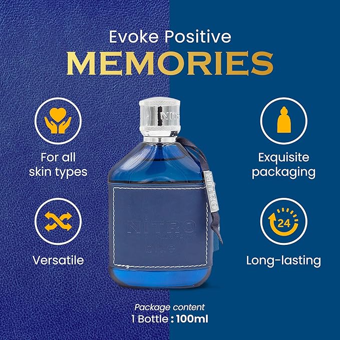 Nitro Blue Eau De Parfum - Uplifting Floral & Woody Fragrance - 3.4 Fl Oz-BrightBean Baby