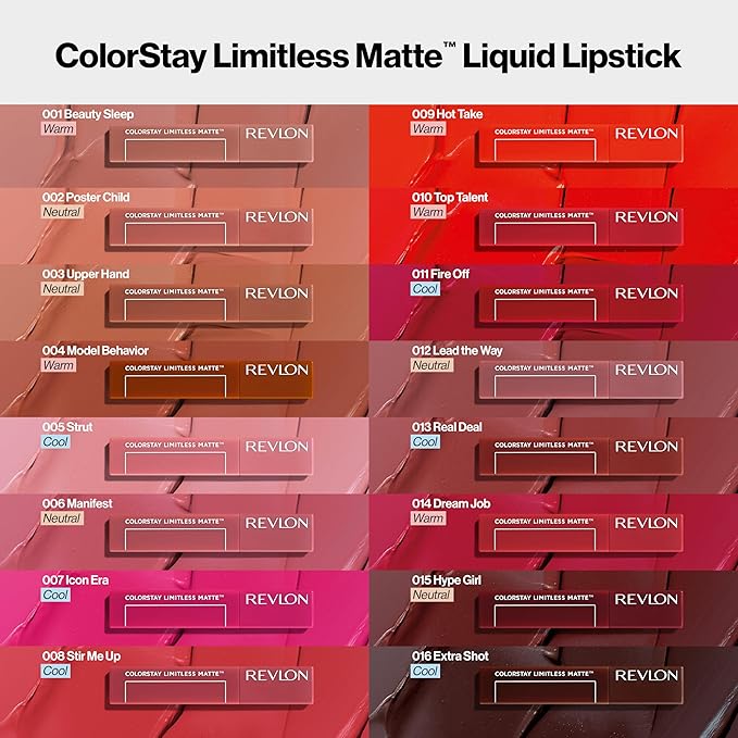 Revlon ColorStay Limitless Matte Liquid Lipstick, Vegan Formula, No-Budge, Longwear Lip Color, Long Lasting, Lightweight/Comfortable, Waterproof, 001 Beauty Sleep, 0.17 fl oz