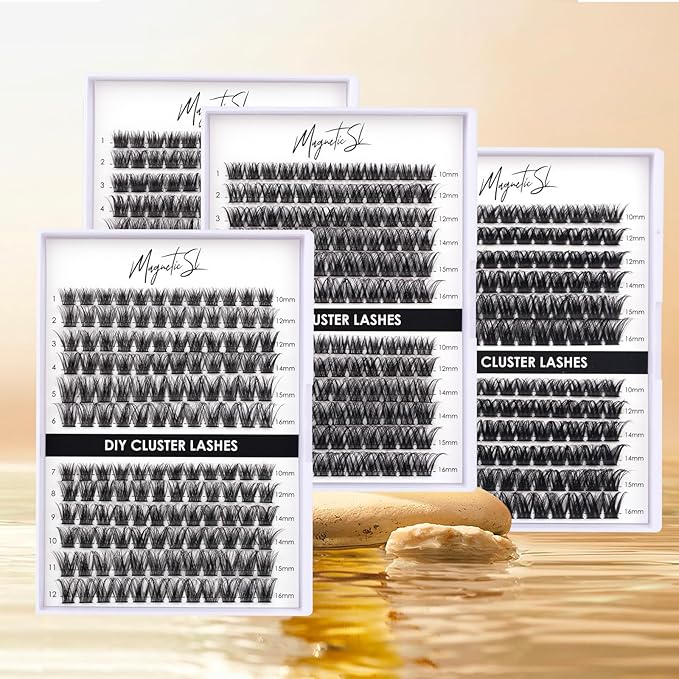 Lash Clusters 144 Pcs Individual Lashes Clusters Eyelash Extensions False Eyelashes DIY Lash Extension Reusable False Eyelashes Natural Look Mix 10-16mm C D Curl-DM01-BrightBean Baby