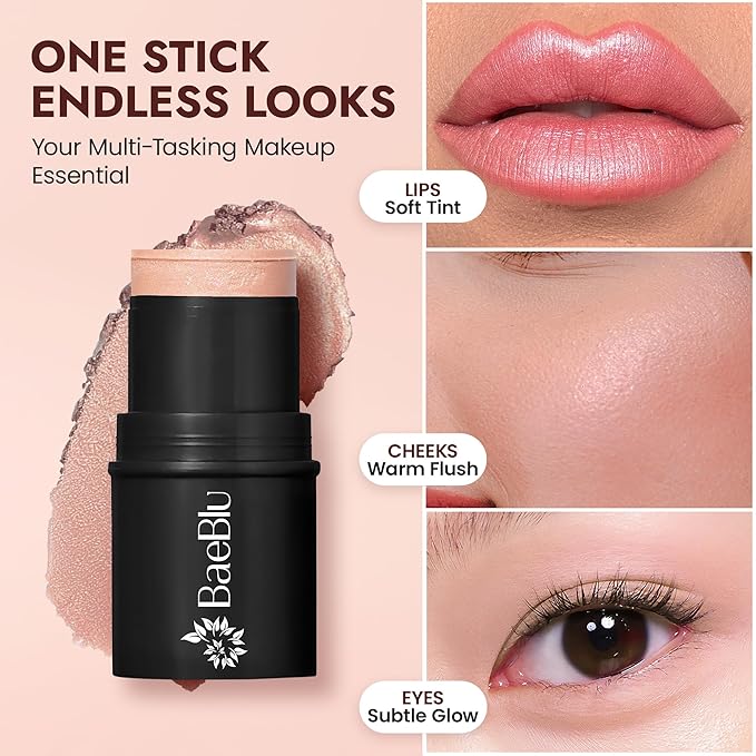 Organic Blush Tube, Moscato - 100% Natural Vegan Cream Blush Sticks, Multi-Use Bronzer, & Highlighter for Lips, Cheeks & Eyes, Buildable Shimmer, Gluten-Free, Paraben-Free, Made in USA-BrightBean Baby
