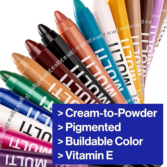 wet n wild Color Icon Cream Eyeliner Eyeshadow Multi-Stick, Moisturizing, Nourishing Velvety Cream-to-Powder Buildable & Blendable Formula, Cruelty-Free & Vegan - Blue Me Away-BrightBean Baby