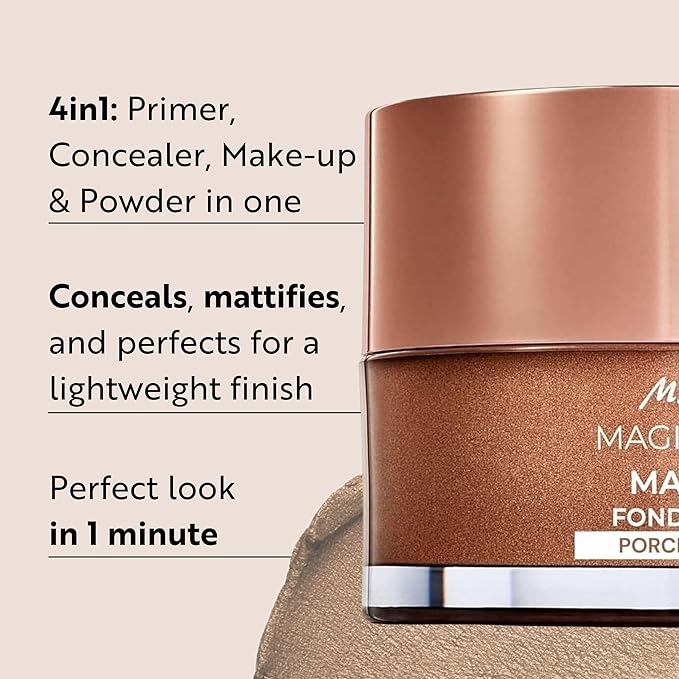 M. Asam Magic Finish Porcelain Teint Make-Up Mousse (1.01 Fl Oz) – 4in1 Primer, Foundation, Concealer & Powder With Buildable Coverage, Adapts To Fair Skin Tones, Leaves Skin Looking Flawless-BrightBean Baby