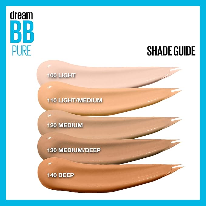 Maybelline Dream Pure Skin Clearing BB Cream, 8-in-1 Skin Perfecting Beauty Balm With 2% Salicylic Acid, Sheer Tint Coverage, Oil-Free, Deep, 1 Count-BrightBean Baby