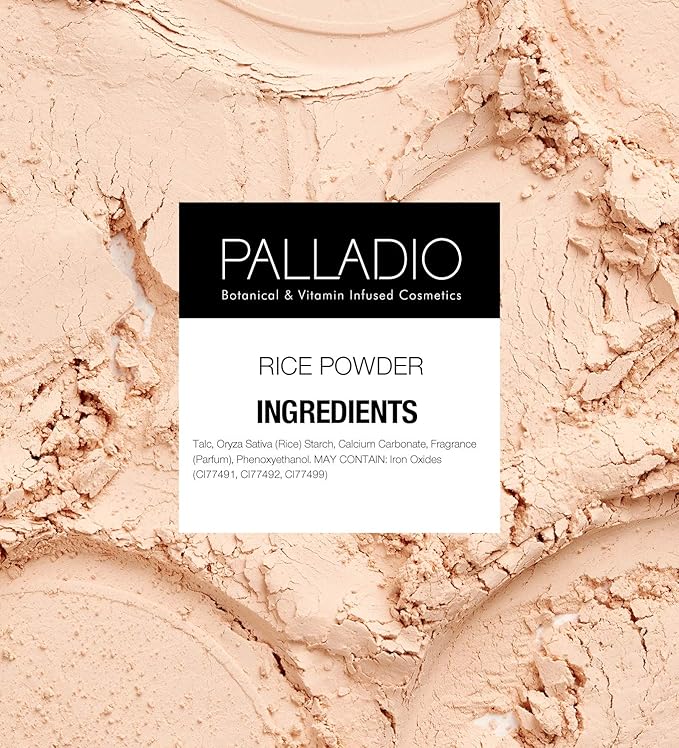 Palladio, Pressed Rice Powder with Mirror Mattifying Makeup Setting that Lasts All Day Instantly Absorbs Oil Works alone or with makeup, Translucent, 0.26 Ounce-BrightBean Baby