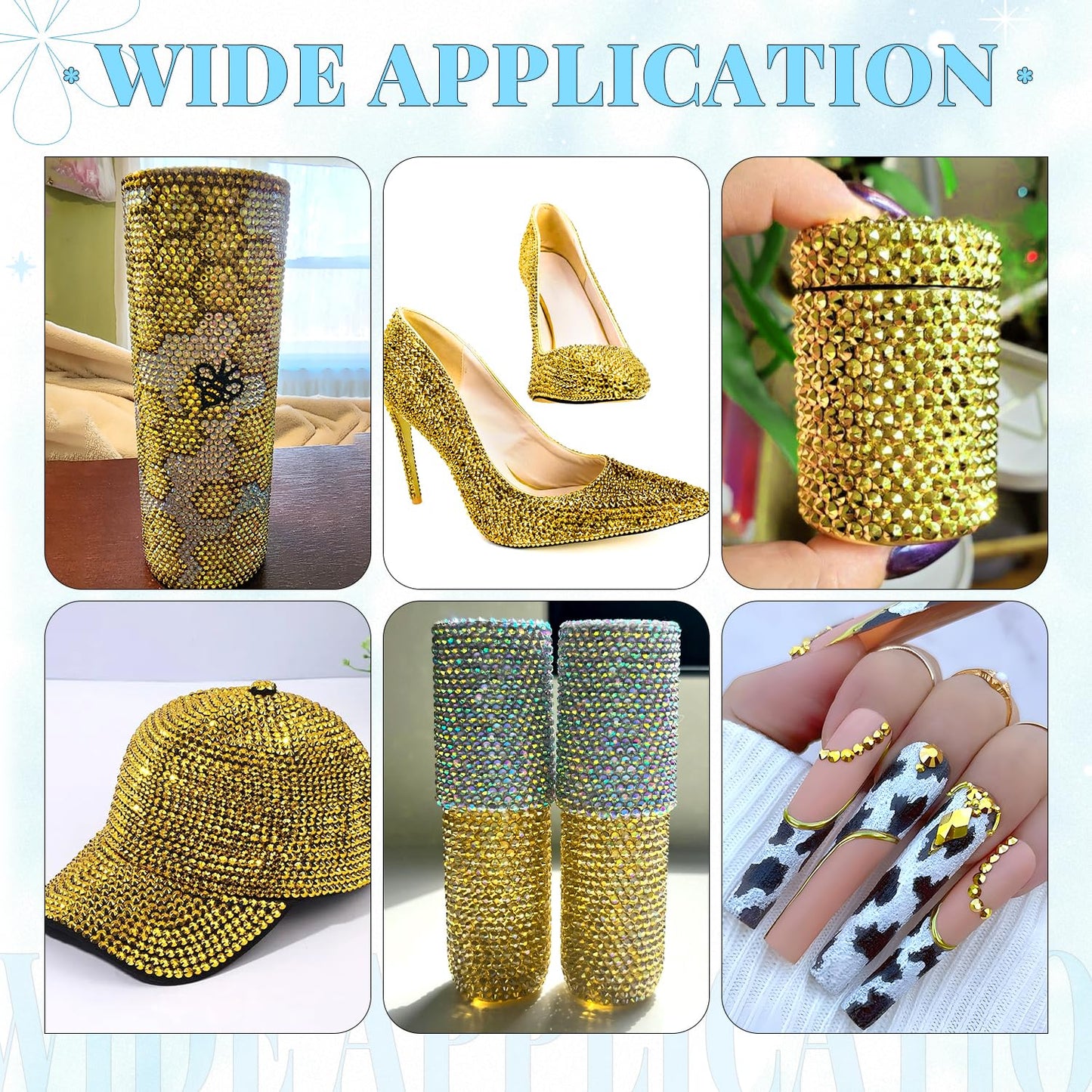 6000Pcs Resin Rhinestones for Bedazzling with 3Pcs B7000 Jewelry Glue, 1 Box Bright Gold Flatback Rhinestones for Crafting Crafts DIY, Crystals Gems for Clothing Shoes Tumblers Nail Art Makeup-BrightBean Baby