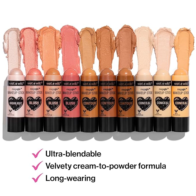 wet n wild MegaGlo Makeup Stick, Buildable Color, Versatile Use, Cruelty-Free & Vegan - Nude For Thought-BrightBean Baby