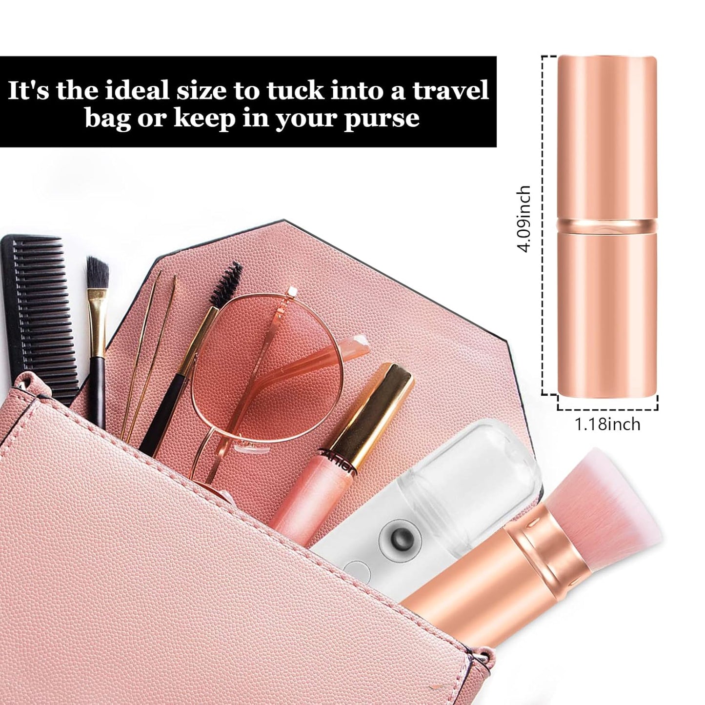 Falliny Retractable Makeup Brushes, Travel Kabuki Powder Foundation Brush, Portable Face Liquid Foundation Sunscreen Brush with Cover for Blending Liquid, Bronzer,Cream or Flawless Powder Cosmetics-BrightBean Baby