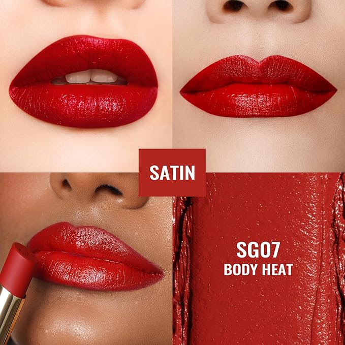 Oulac Color Rich Satin Lipstick Set For Women Red Burgundy Lipsticks High Impact Lipcolor Tinted Lip Balm, Nourishing, Satin Finish, Moisturizing Creamy Formula, Vegan Gluten Free 07+08+15(SET 4)
