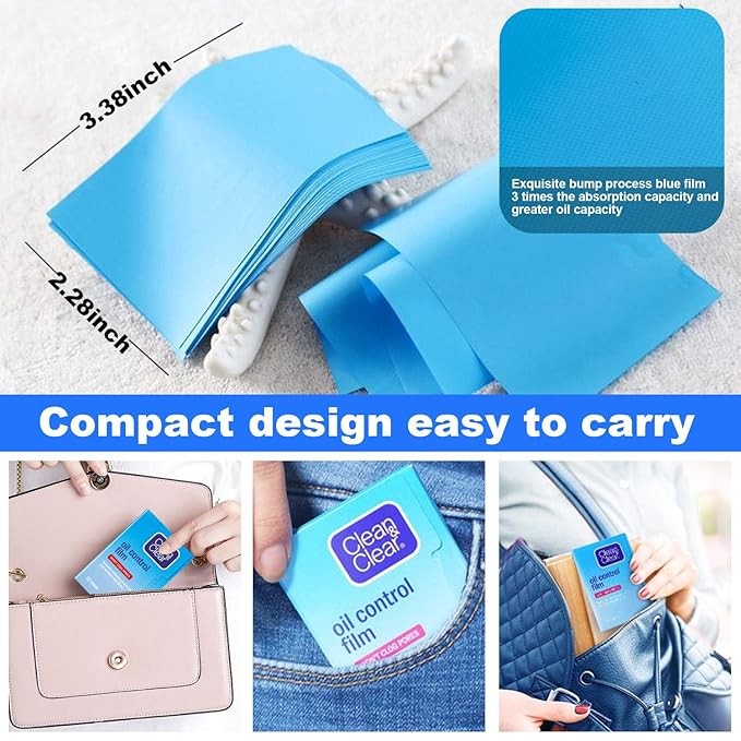 Premium Oil Control Film,Same Series with Clean&Clear Oil Absorbing Sheets,180Sheets/3Pack Larger Oil Blotting Sheets for Face,Makeup Friendly High-performance Handy Face Blotting Paper for Oily Skin-BrightBean Baby