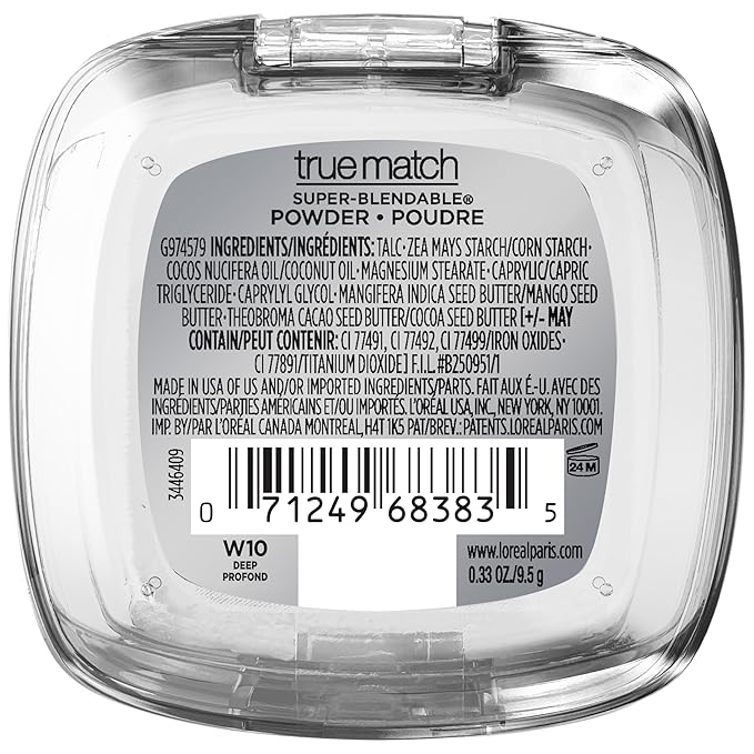 L'Oreal Paris True Match Super Blendable Oil Free Powder Foundation, W10 Deep, 0.33 oz-BrightBean Baby