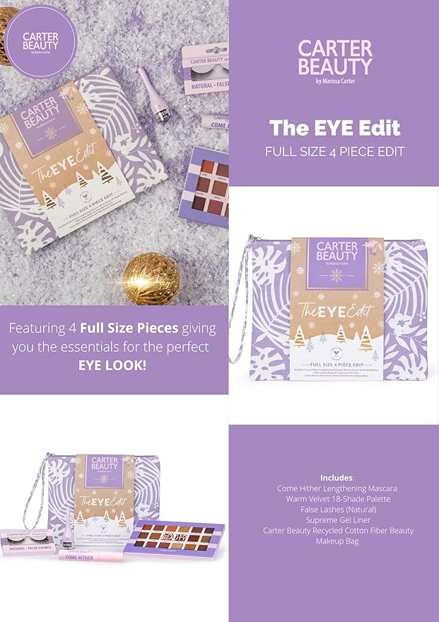 Carter Beauty The Eye Edit - Accentuates The Eyes - Transform Your Eye Makeup Look - Includes Mascara, Eyeshadow Palette, Gel Liner, Natural False Lashes - Vegan And Paraben Free - 5 Pc Gift Set-BrightBean Baby