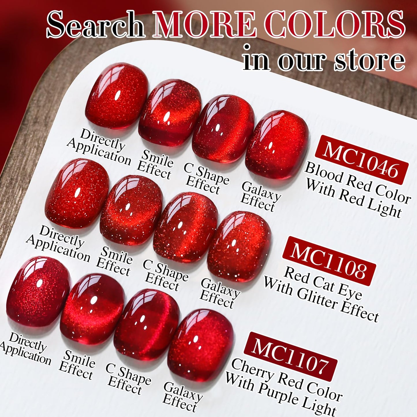 Double Rhythm 15ML Ice Glass Cat Eye Gel Polish with Magnet Holographic Glitter Shimmer Translucent Sheer Color Salon Soak Off Magnetic Nail at Home (Red Glitter-MC1108)-BrightBean Baby