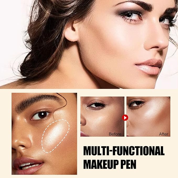 Contour Beauty Wand, Liquid Face Concealer Contouring Highlighter Blusher Stick with Cushion Applicator, Long Lasting Smooth Natural Matte Finish, Lightweight Blendable Super Silky Cream Contour Stick (03# Blush Peach)-BrightBean Baby