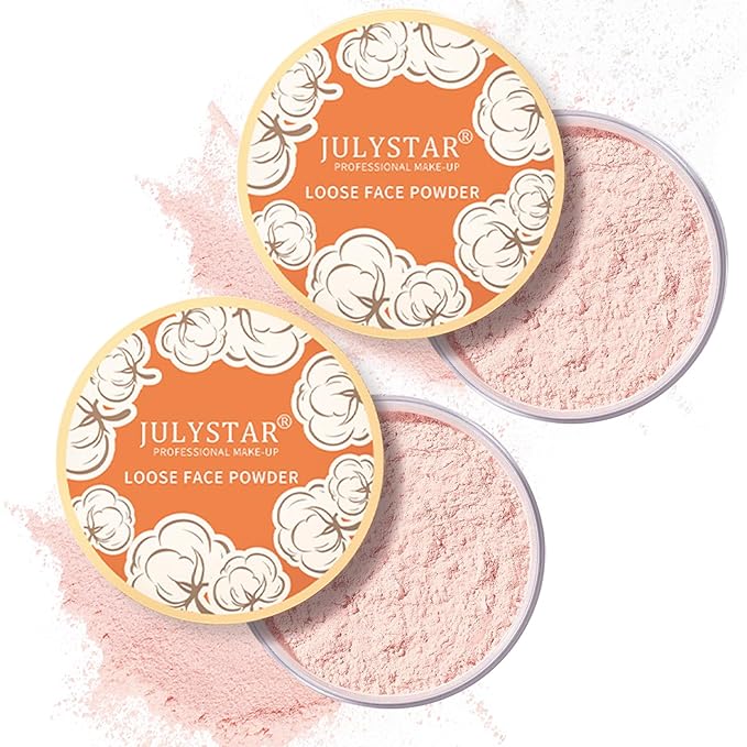 2PCS Pink Setting Powder Loose Face Powder Matte Soft Smooth Oil Control Long Lasting Loose Setting Powder Makeup for Natural Flawless(02# Pink Complexion)-BrightBean Baby