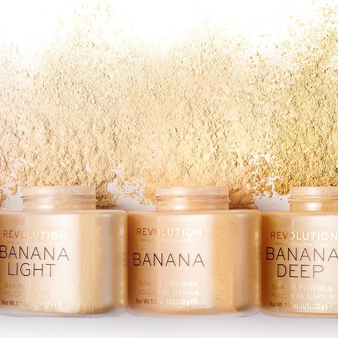 Revolution Beauty, Loose Baking Powder, Makeup Setting Powder, Long Lasting Coverage, Mattifies & Reduces Shine, Banana, 1.13 Oz-BrightBean Baby