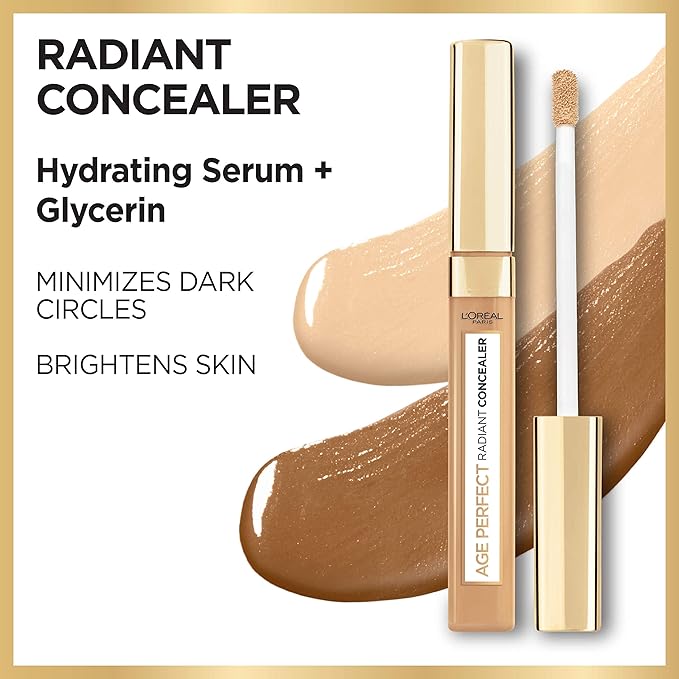 L’Oréal Paris Age Perfect Radiant Concealer with Hydrating Serum and Glycerin, Sienna-BrightBean Baby