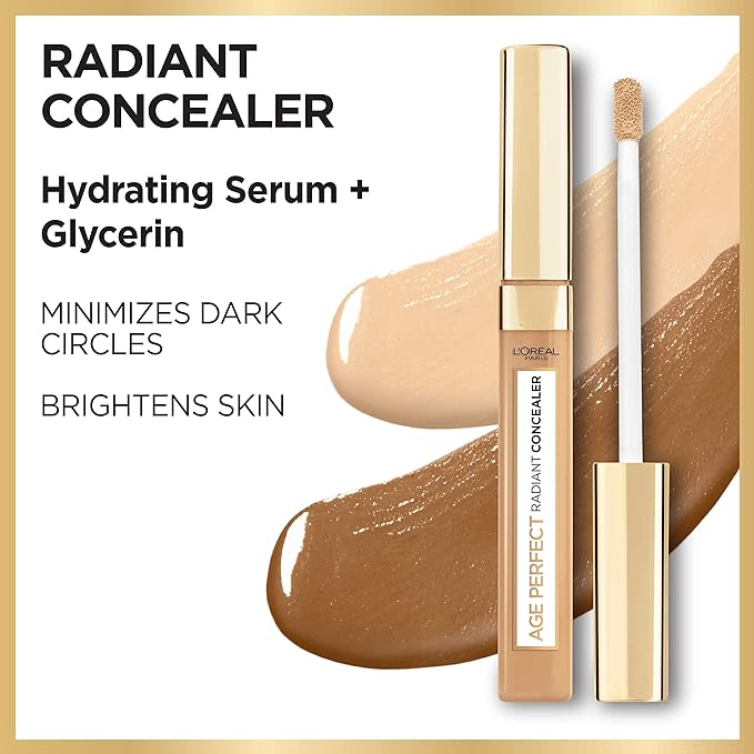 L’Oréal Paris Age Perfect Radiant Concealer with Hydrating Serum and Glycerin, Nude Beige-BrightBean Baby