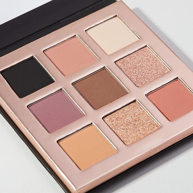 Pippa Of London Camden Make Up Palette 353 with 9 Luxury Matte, Shimmer and Glitter Eyeshadows in Rose Gold case with Mirror-BrightBean Baby