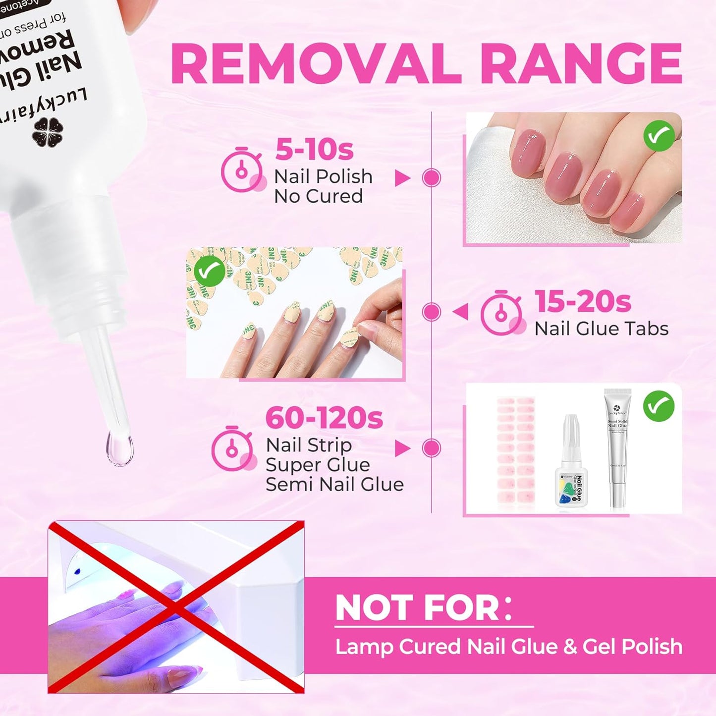 Nail Glue Remover for Press on Nails, 15ml Acetone-free Nail Polish Remover, Multi-Functional Glue Remover for Nails Tips, Quick Easy Gentle Removal, Not for Gel Polish-BrightBean Baby