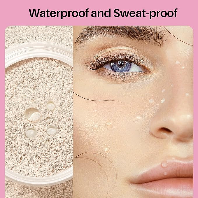 FV Translucent Loose Face Powder, Long Lasting & Lightweight Setting Powder with Matte Finish, Fine Powder for Natural Look, Minimizing Pores and Fine Lines Baking Powder 0.35oz (10g)-BrightBean Baby