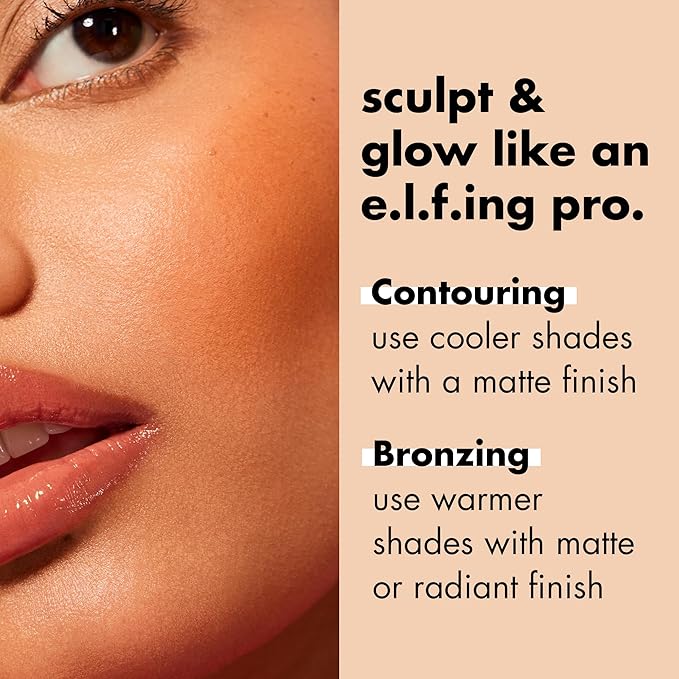 e.l.f. Primer-Infused Bronzer, Long-Lasting, Lightweight & Buildable Powder Bronzer, Delivers A Matte Finish, Vegan & Cruelty-Free, Tan O' Clock-BrightBean Baby