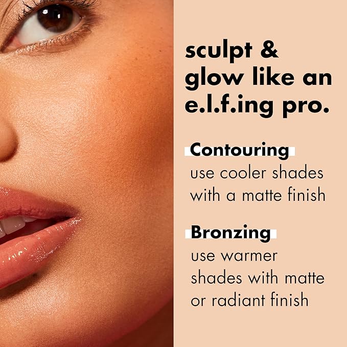 e.l.f. Primer-Infused Bronzer, Long-Lasting, Lightweight & Buildable Powder Bronzer, Delivers A Matte Finish, Vegan & Cruelty-Free, Catching Rays-BrightBean Baby